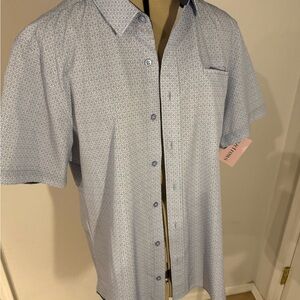 7 Diamonds Light Blue Geometric Dress Shirt